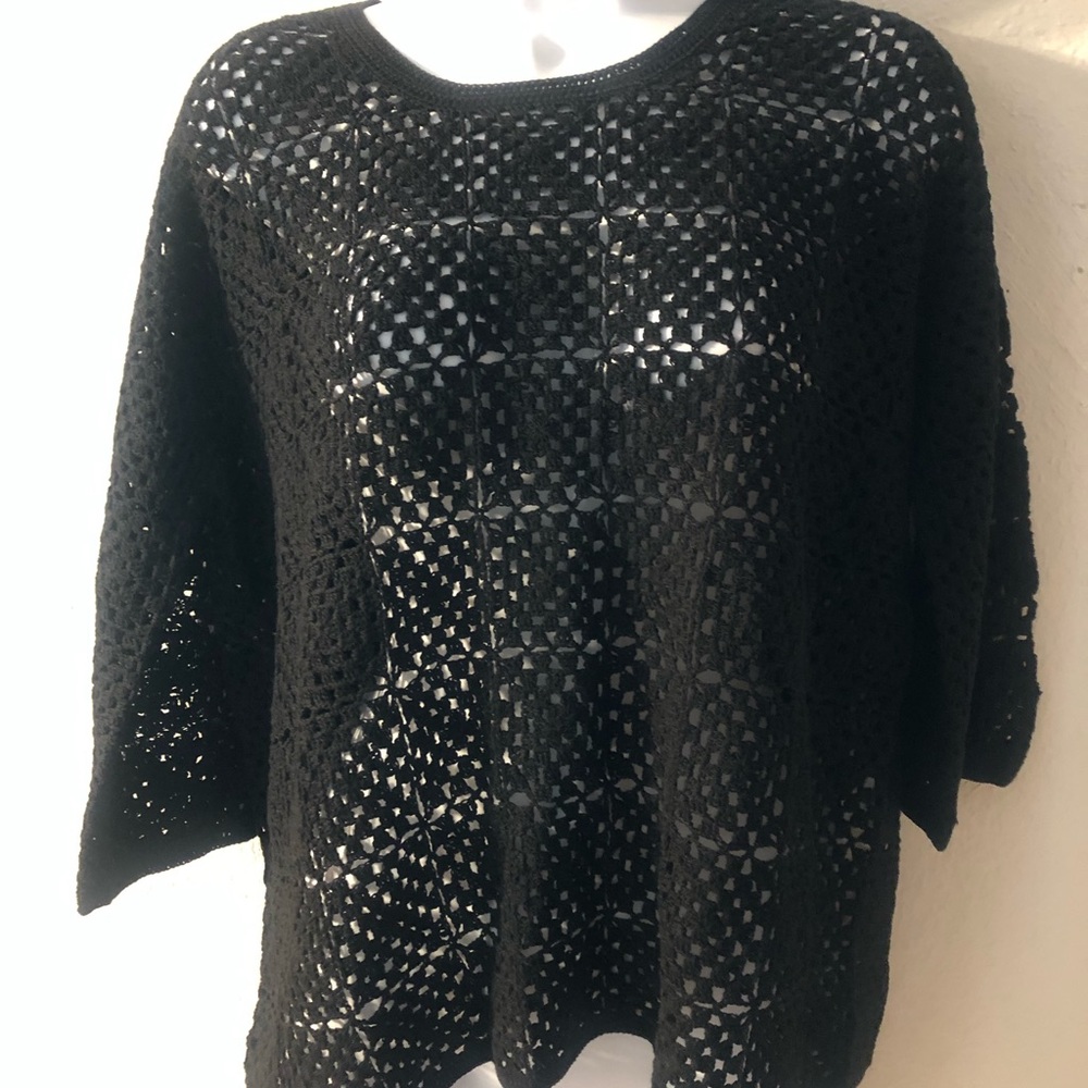 JOIE BLACK CROCHET SWEATER - Picture 4 of 8